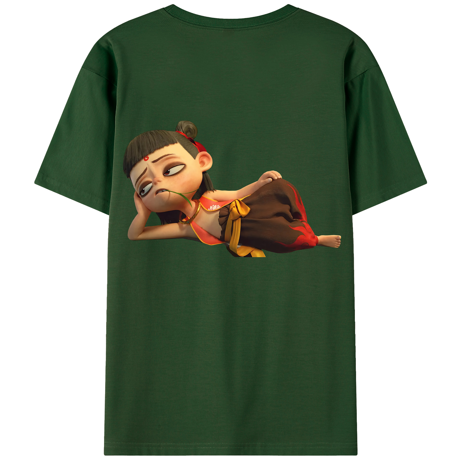 （画像用） Ne Zha 2 ナタ 魔童の大暴れ 綿100％半袖Tシャツ（背面プリント）
